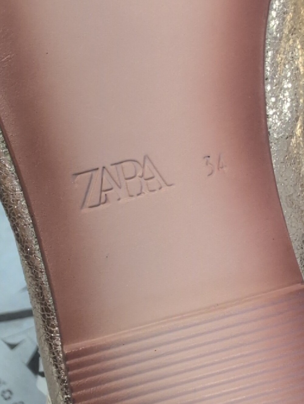Zara Shimmery Gold Mary Jane Flats with Strap - Picture 6 of 7